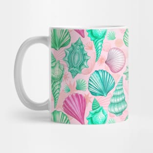 Pink and teal seashell pattern Mug